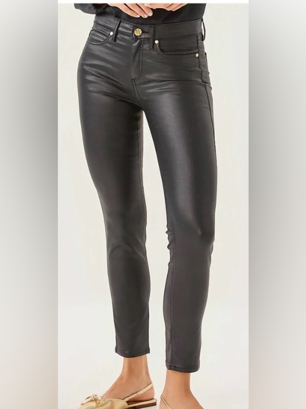 Lilly Pulitzer Black Faux Leather Skinny Pants- South Ocean High Rise